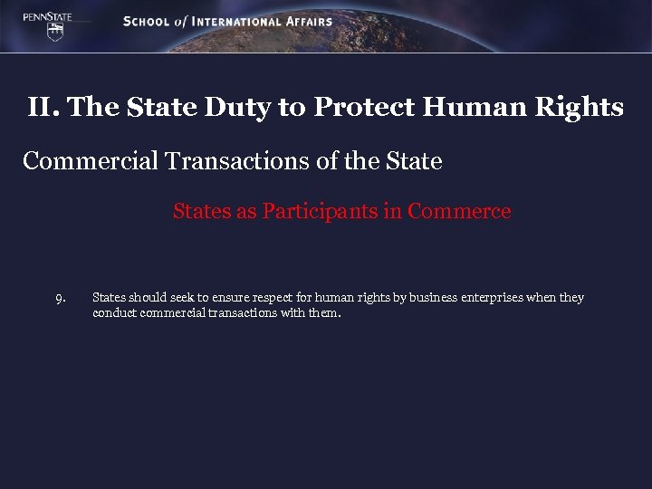 II. The State Duty to Protect Human Rights Commercial Transactions of the States as
