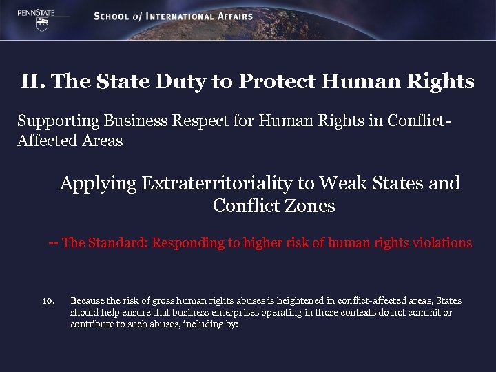 II. The State Duty to Protect Human Rights Supporting Business Respect for Human Rights