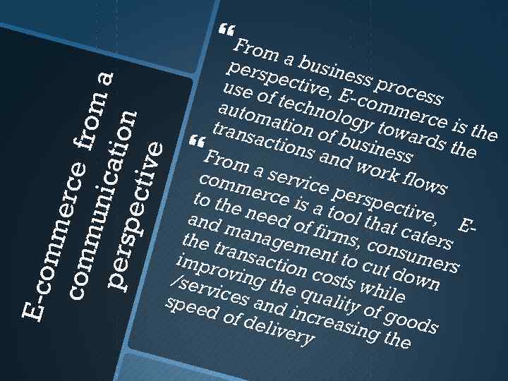  From E-co mme rce com from mun a icati pers pect on ive