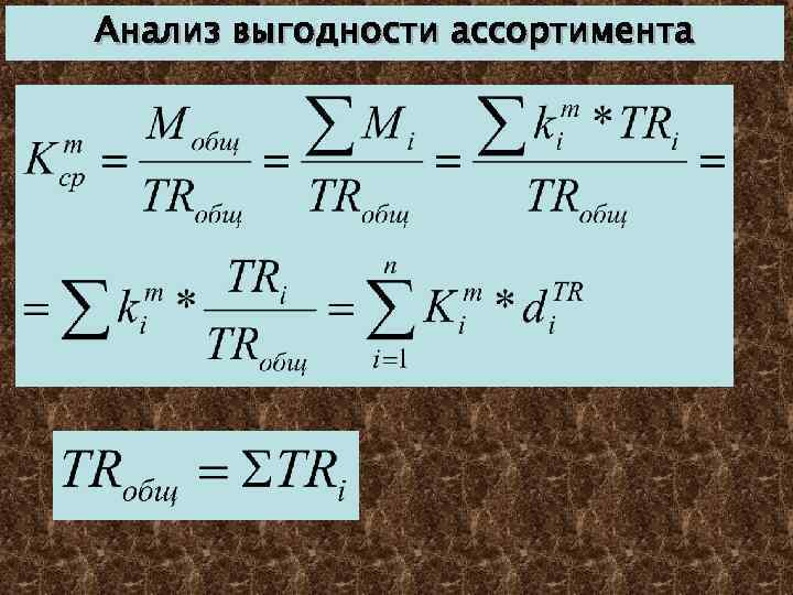 Анализ выгодности ассортимента 