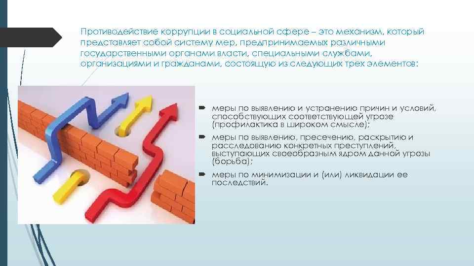 Противодействие коррупции в социальной сфере – это механизм, который представляет собой систему мер, предпринимаемых