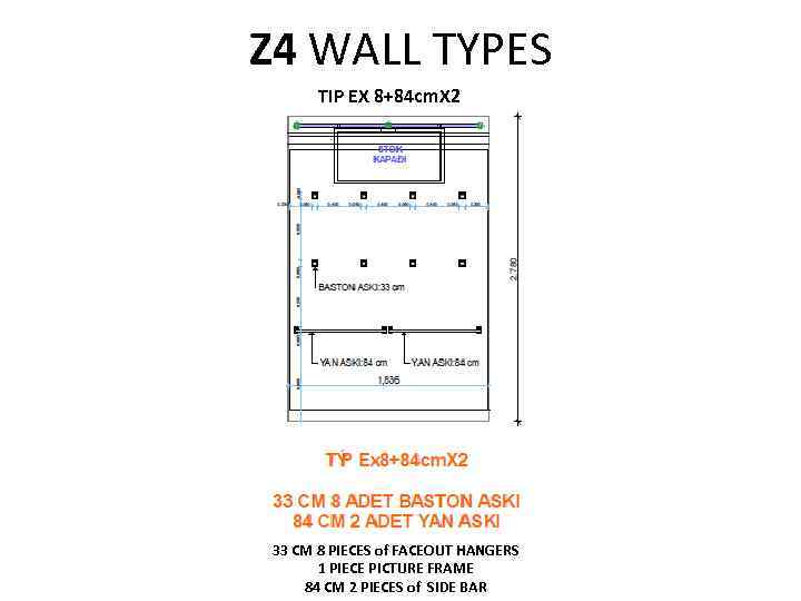 Z 4 WALL TYPES TIP EX 8+84 cm. X 2 33 CM 8 PIECES