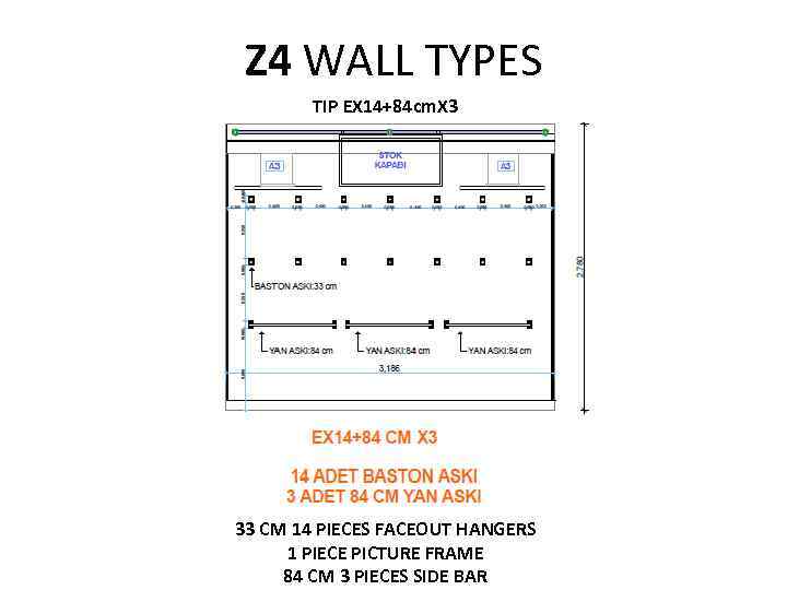 Z 4 WALL TYPES TIP EX 14+84 cm. X 3 33 CM 14 PIECES