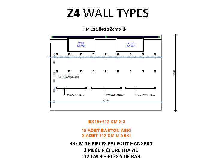 Z 4 WALL TYPES TIP EX 18+112 cm. X 3 33 CM 18 PIECES