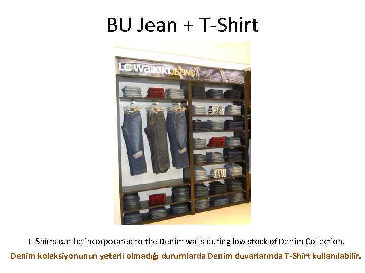 BU Jean + T-Shirts can be incorporated to the Denim walls during low stock