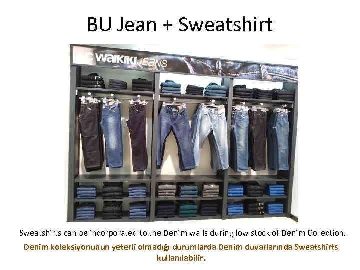 BU Jean + Sweatshirts can be incorporated to the Denim walls during low stock