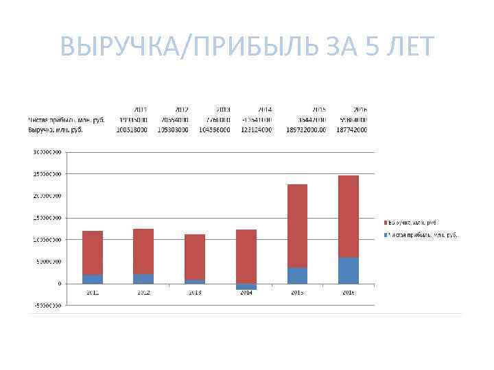 ВЫРУЧКА/ПРИБЫЛЬ ЗА 5 ЛЕТ 