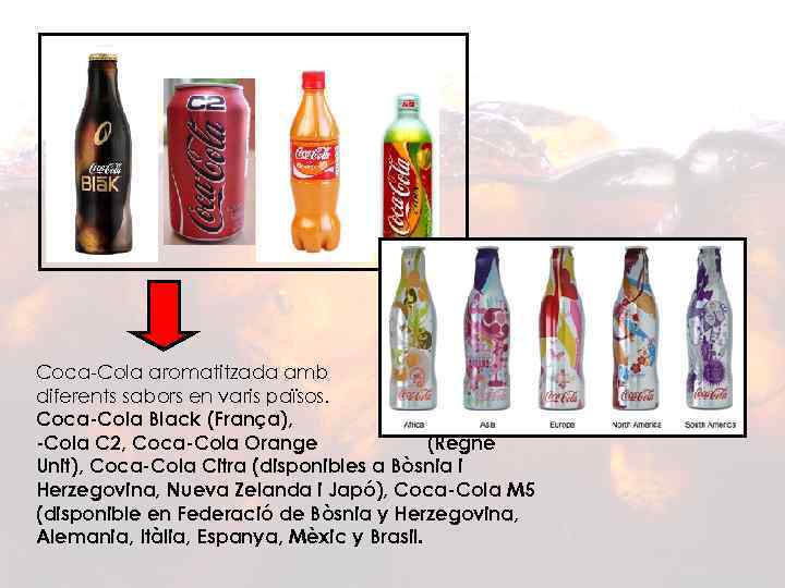 Coca-Cola aromatitzada amb diferents sabors en varis països. Coca-Cola Black (França), Coca -Cola C
