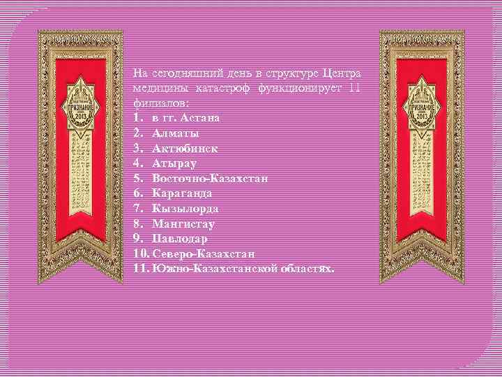 На сегодняшний день в структуре Центра медицины катастроф функционирует 11 филиалов: 1. в гг.