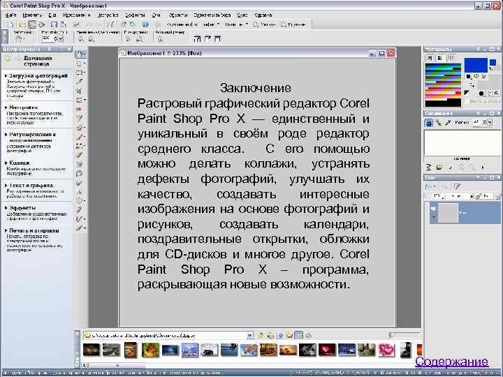 Заключение Растровый графический редактор Corel Paint Shop Pro X — единственный и уникальный в