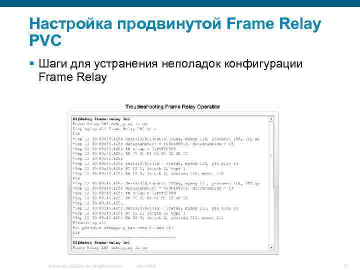 Настройка продвинутой Frame Relay PVC § Шаги для устранения неполадок конфигурации Frame Relay ©