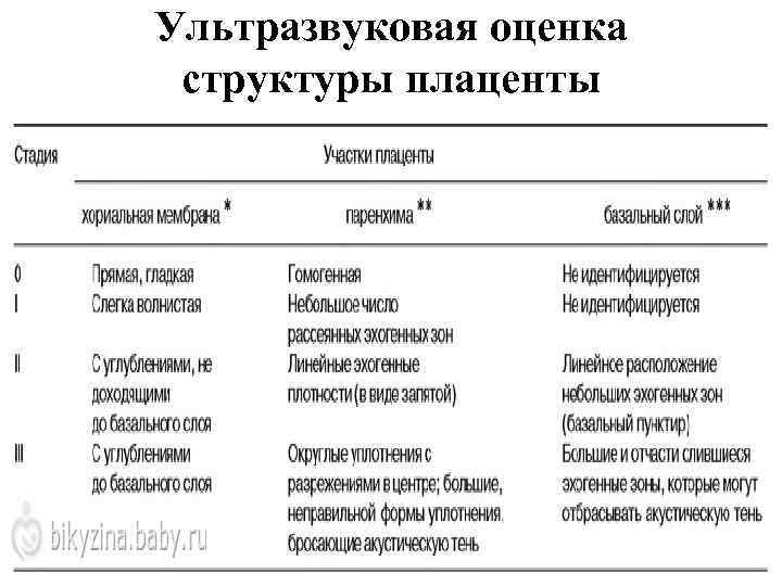 Ультразвуковая оценка структуры плаценты 