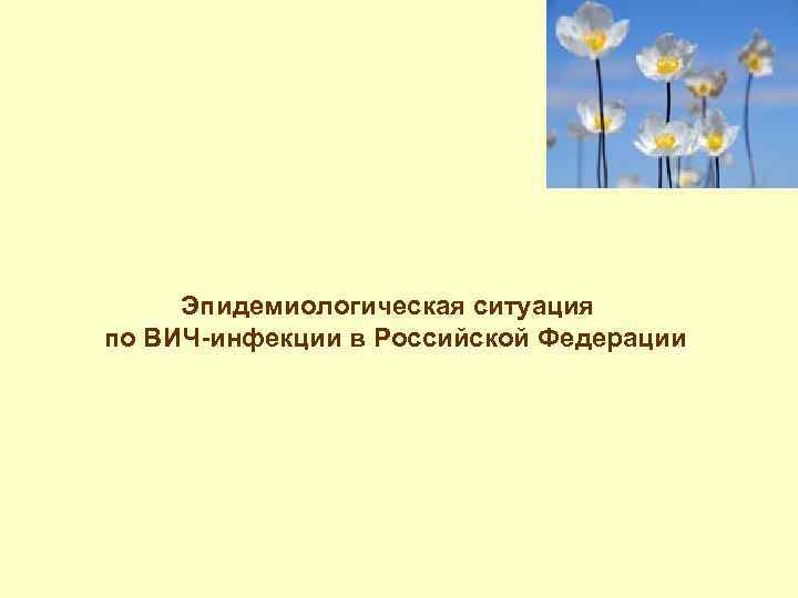 Эпидемиологическая ситуация по ВИЧ-инфекции в Российской Федерации 