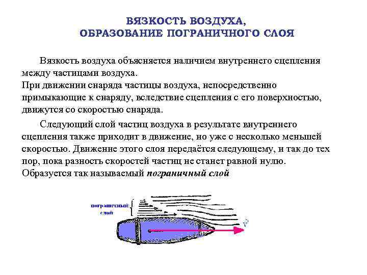 ВЯЗКОСТЬ ВОЗДУХА, ОБРАЗОВАНИЕ ПОГРАНИЧНОГО СЛОЯ Вязкость воздуха объясняется наличием внутреннего сцепления между частицами воздуха.