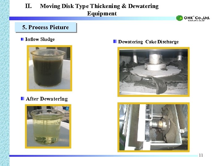 II. Moving Disk Type Thickening & Dewatering Equipment 5. Process Picture Inflow Sludge Dewatering