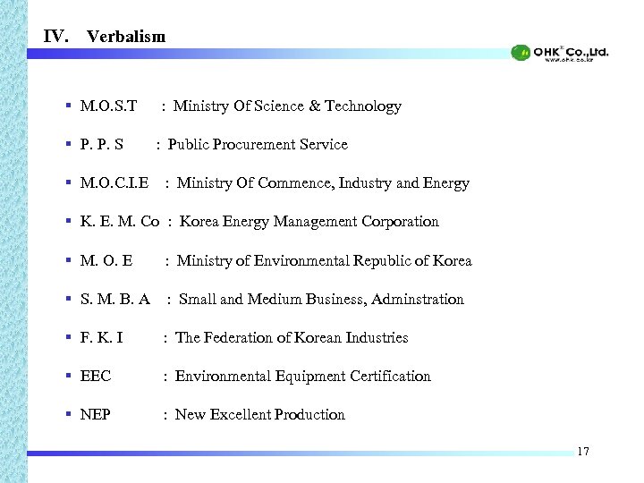 IV. Verbalism § M. O. S. T § P. P. S : Ministry Of