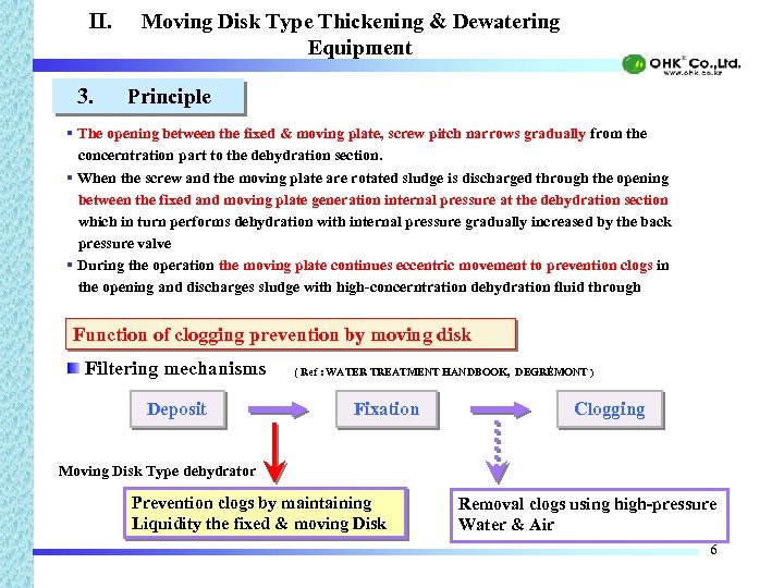 II. 3. Moving Disk Type Thickening & Dewatering Equipment Principle § The opening between