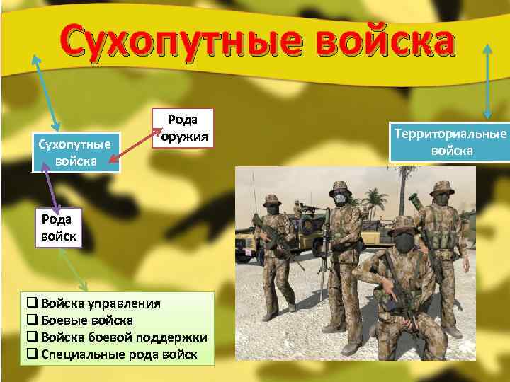 Сухопутные войска Рода оружия Рода войск q Войска управления q Боевые войска q Войска