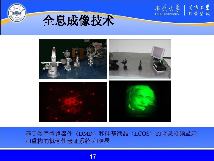 全息成像技术 基于数字微镜器件（DMD）和硅基液晶（LCOS）的全息视频显示 和重构的概念性验证系统 和结果 17 17 