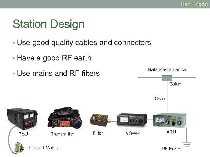 Station Design • Use good quality cables and connectors • Have a good RF