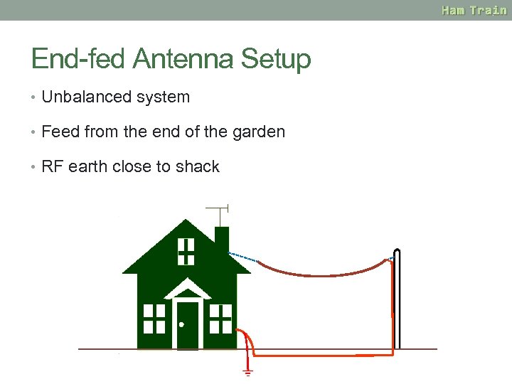 End-fed Antenna Setup • Unbalanced system • Feed from the end of the garden