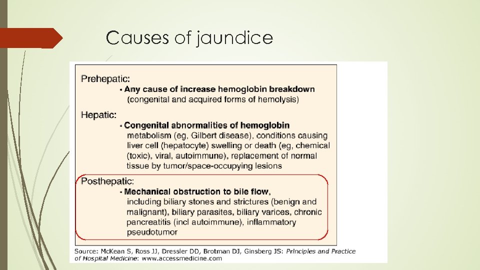 Causes of jaundice 
