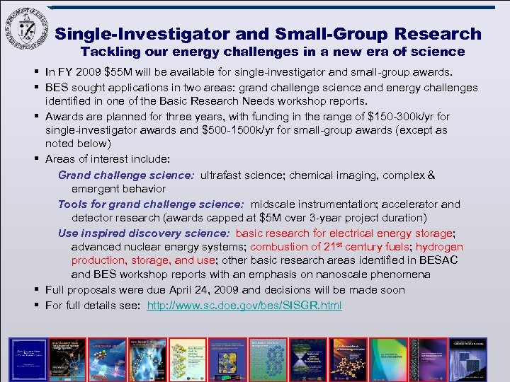 Single-Investigator and Small-Group Research Tackling our energy challenges in a new era of science