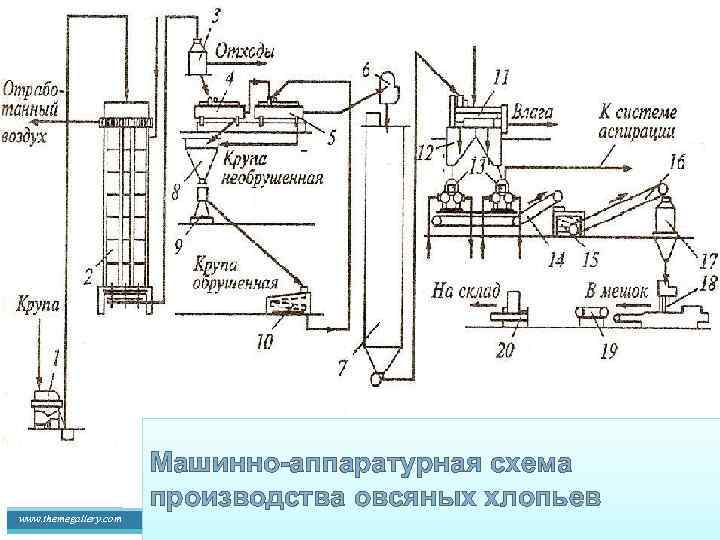 Технологическая схема производства кукурузных хлопьев