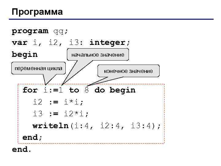 Программа program qq; var i, i 2, i 3: integer; начальное значение begin переменная