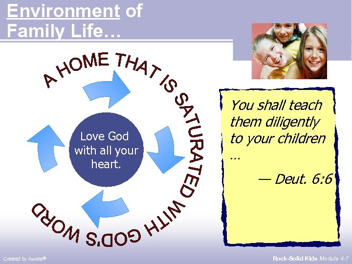 Environment of Family Life… Love God with all your heart. Created by Awana® You