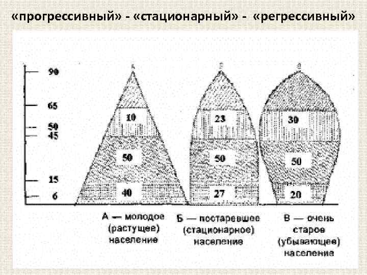 «прогрессивный» - «стационарный» - «регрессивный» 