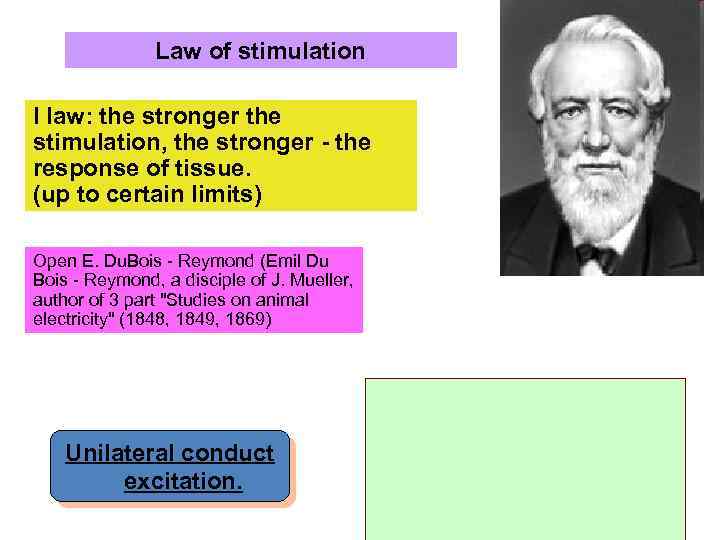 Law of stimulation I law: the stronger the stimulation, the stronger - the response