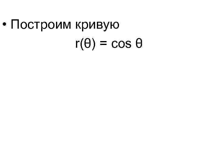  • Построим кривую r(θ) = cos θ 