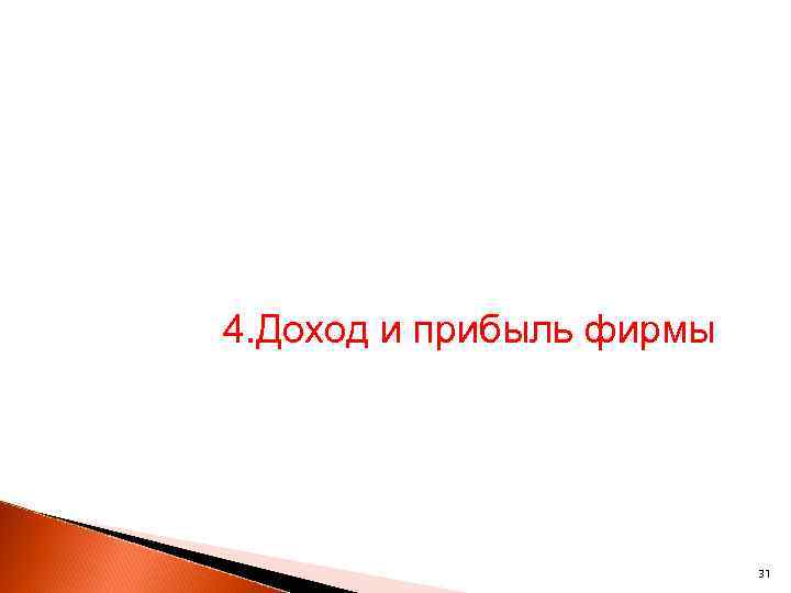 4. Доход и прибыль фирмы 31 