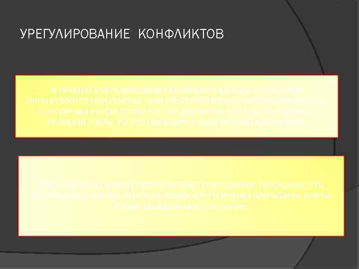 УРЕГУЛИРОВАНИЕ КОНФЛИКТОВ В ПРОЦЕССЕ РЕГУЛИРОВАНИЯ КОНФЛИКТА МЕЖДУ СТОРОНАМИ ОРГАНИЗУЮТСЯ ПЕРЕГОВОРЫ. ОНИ СРЕДСТВО ПРОДОЛЖЕНИЯ КОНФЛИКТА