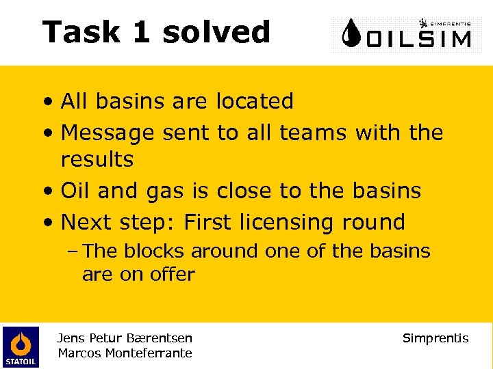Task 1 solved • All basins are located • Message sent to all teams
