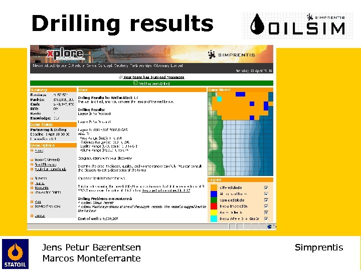 Drilling results Jens Petur Bærentsen Marcos Monteferrante Simprentis 