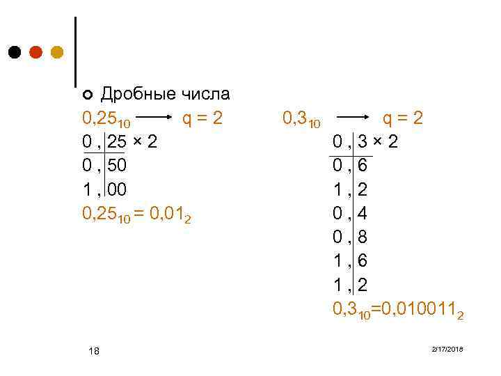 Дробные числа 0, 2510 q=2 0 , 25 × 2 0 , 50 1