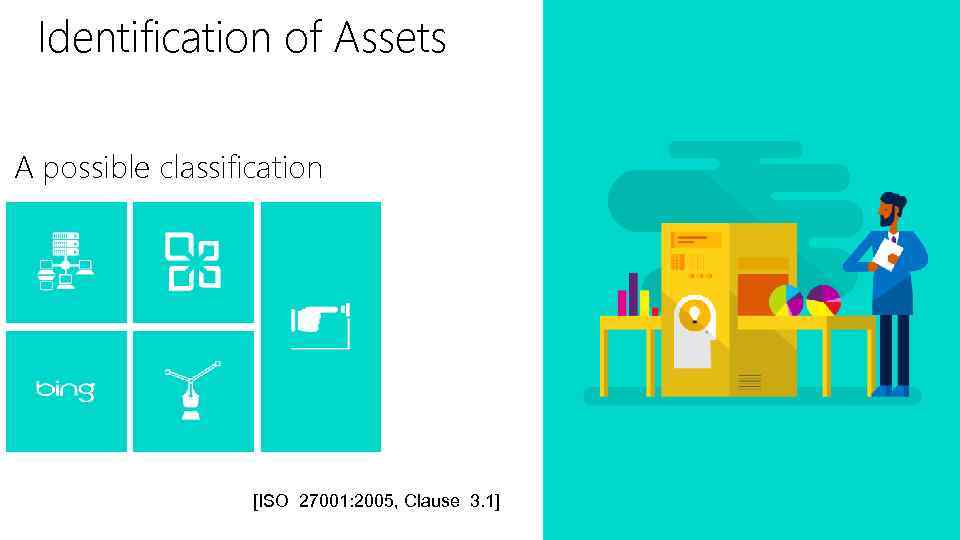 Identification of Assets A possible classification [ISO 27001: 2005, Clause 3. 1] 
