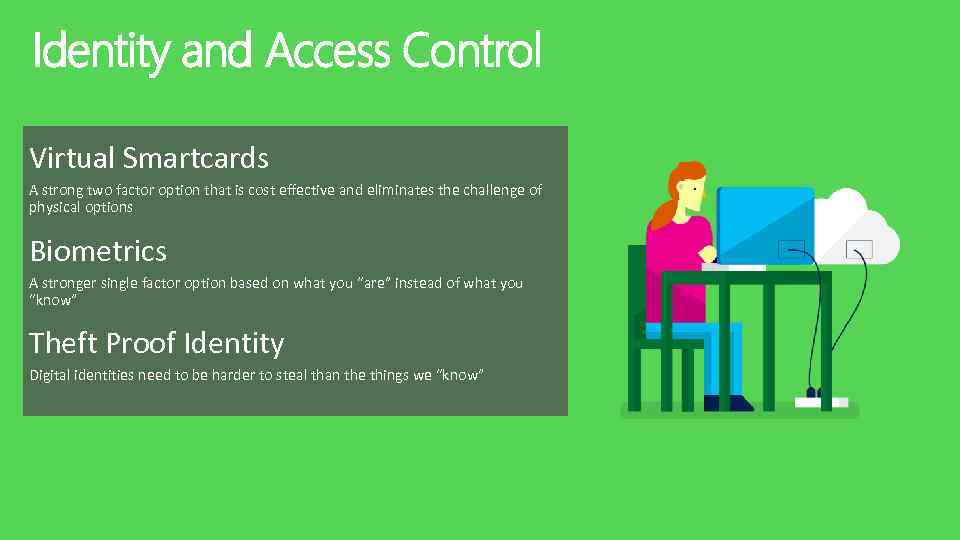 Identity and Access Control Virtual Smartcards A strong two factor option that is cost