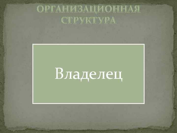 ОРГАНИЗАЦИОННАЯ СТРУКТУРА Владелец 