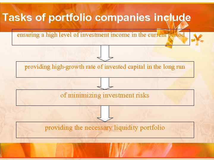 Tasks of portfolio companies include ensuring a high level of investment income in the