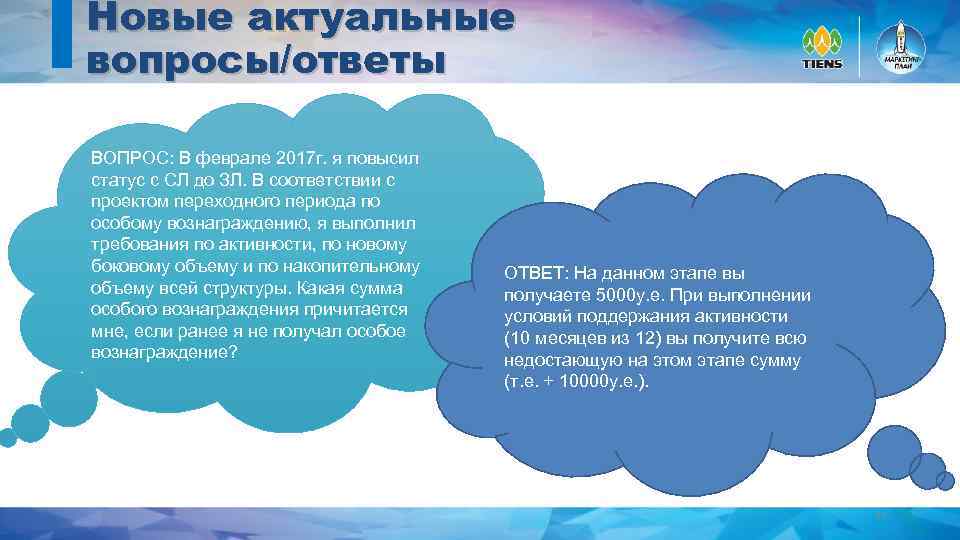 Новые актуальные вопросы/ответы ВОПРОС: В феврале 2017 г. я повысил статус с СЛ до