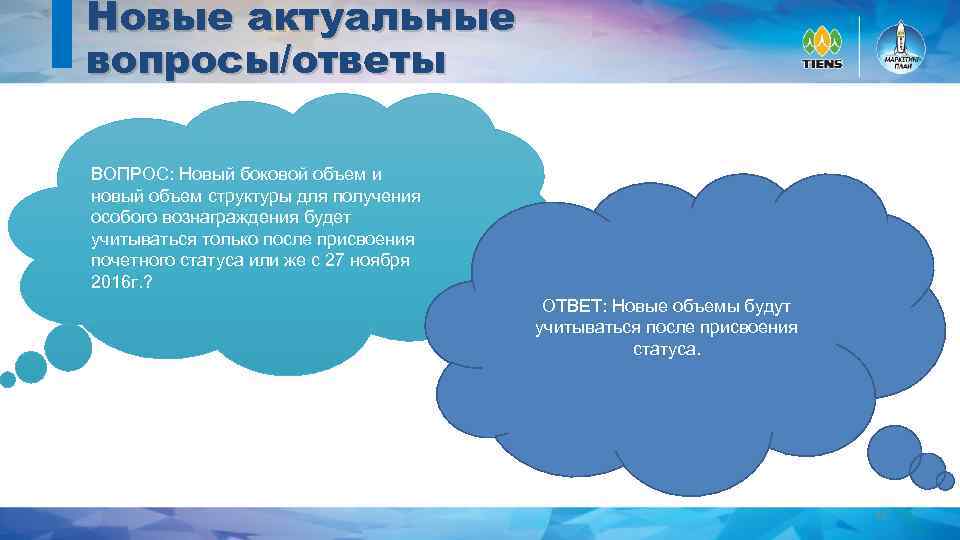 Новые актуальные вопросы/ответы ВОПРОС: Новый боковой объем и новый объем структуры для получения особого