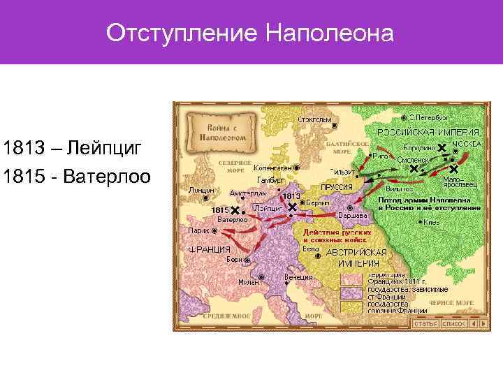 Отступление Наполеона 1813 – Лейпциг 1815 - Ватерлоо 