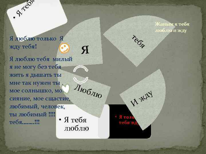 бя те • Я Я люблю только Я жду тебя! я Я люблю тебя