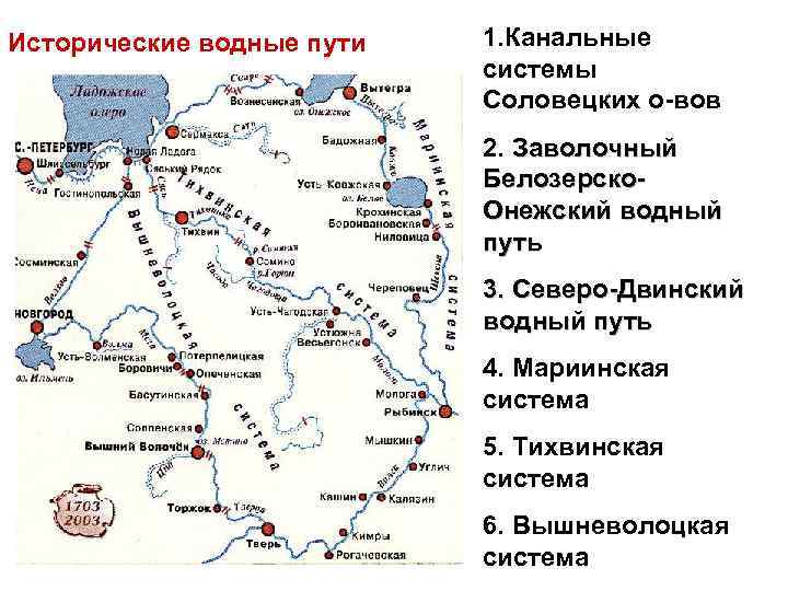 Исторические водные пути 1. Канальные системы Соловецких о-вов 2. Заволочный Белозерско. Онежский водный путь