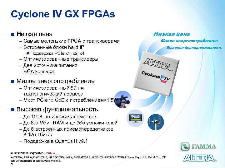 Cyclone IV GX FPGAs n Низкая цена - Самые маленькие FPGA с трансиверами -