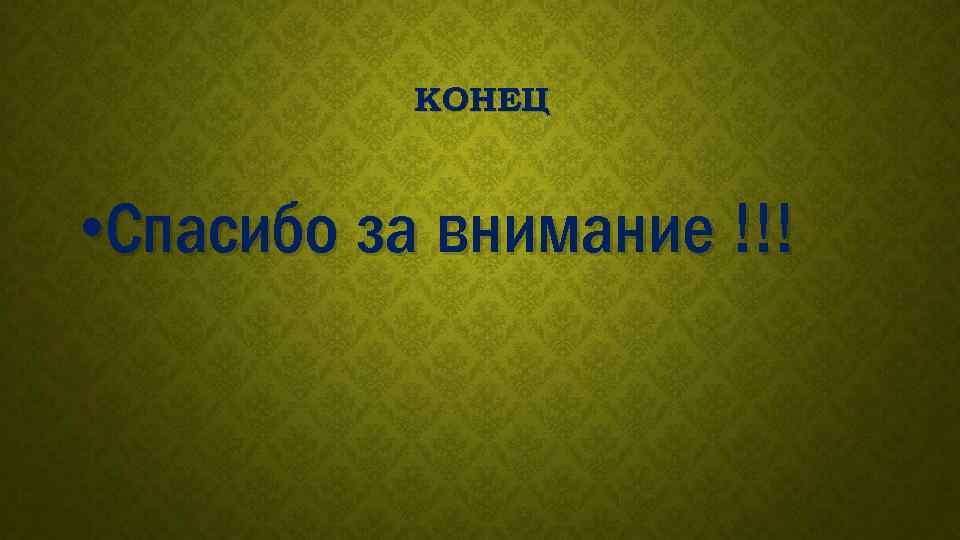 КОНЕЦ • Спасибо за внимание !!! 