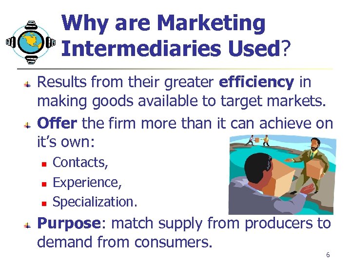 Why are Marketing Intermediaries Used? Results from their greater efficiency in making goods available